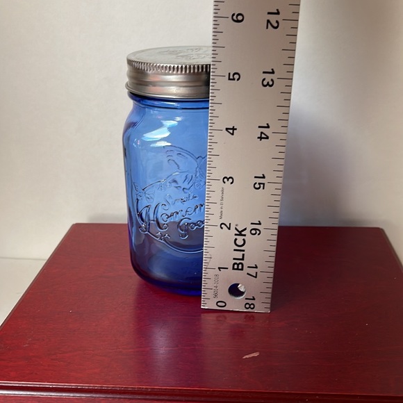 Pioneer woman cobalt blue glass storage jar with lid - Picture 6 of 6
